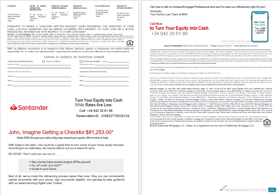 Download Spain Santander bank mortgage statement in Word and PDF formats 3 4 Photoshop template